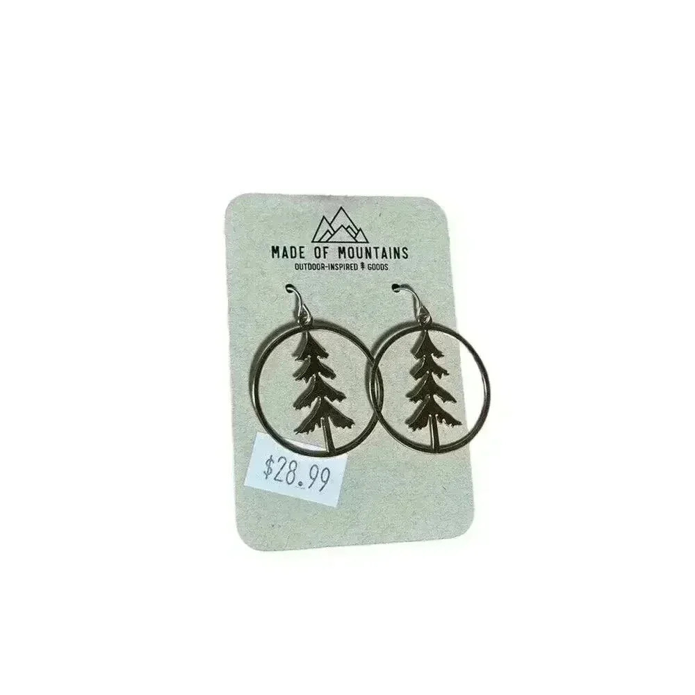 Made Of Mountains Pine Tree Earrings Gold Color New Made In Montana - Picture 3 of 9